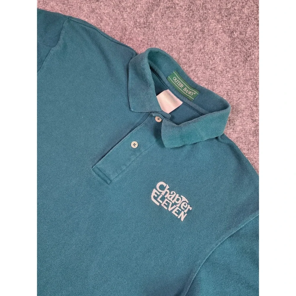 Vintage Outer Banks Polo Shirt Mens Medium Teal Green Chapter‎ Eleven